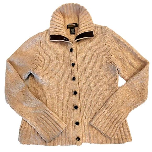 Eddie Bauer Womens Button Up Sweater, Cable‎ Knit, Wool Blend Size M - Picture 1 of 9